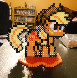 Size: 697x707 | Tagged: safe, artist:corneliusedmond, applejack, g4, bead sprite, megapony, perler beads, sprite