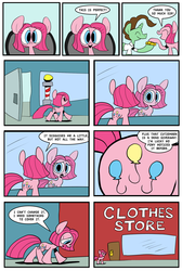 Size: 1280x1903 | Tagged: safe, artist:joeywaggoner, pinkie pie, the clone that got away, g4, too many pinkie pies, alternate hairstyle, clone, comic, diane, haircut, pinkie clone, tumblr