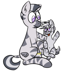 Size: 1015x1081 | Tagged: safe, artist:jeremystorm, oc, oc only, oc:amiti, oc:maya, zebra, belly button, father and daughter, waving