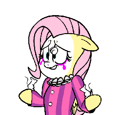Size: 606x574 | Tagged: safe, artist:silver1kunai, fluttershy, mouse, g4, ace attorney, ace attorney investigations, animated, clown, female, flutterclown, juggling, parody, simon keyes, solo