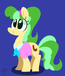 Size: 835x977 | Tagged: dead source, safe, artist:php92, chickadee, ms. peachbottom, earth pony, pony, g4, blue background, female, no pupils, simple background, solo
