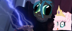 Size: 450x192 | Tagged: safe, edit, queen chrysalis, oc, oc:fluffle puff, g4, 1000 hours in ms paint, hey you, ms paint, star wars
