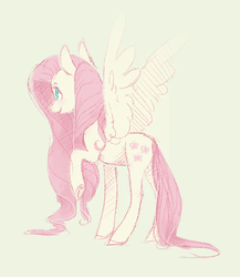 Size: 655x755 | Tagged: safe, artist:amphoera, fluttershy, g4, female, simple background, smiling, solo, spread wings
