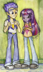 Size: 600x1004 | Tagged: safe, artist:upidanto, flash sentry, twilight sparkle, equestria girls, g4, duo, female, male, ship:flashlight, shipping, straight