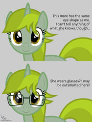 Size: 900x1200 | Tagged: safe, artist:parclytaxel, oc, oc only, pony, unicorn, comparison, eyes, female, glasses, groningen, looking at you, mare, monologue, netherlands, ponified, smiling, solo, spectacles, text, tumblr, twitwee, vector