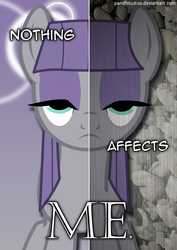 Size: 2480x3508 | Tagged: safe, artist:lavdraws, maud pie, earth pony, pony, two sided posters, g4, apathy, bored, female, hair, high res, lidded eyes, parody, rain, rock, solo, vector