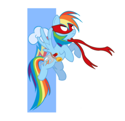 Size: 1096x1061 | Tagged: safe, artist:sylvesterkittycat, rainbow dash, pegasus, pony, g4, crossover, female, raphael, sai, solo, teenage mutant ninja turtles, weapon