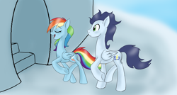 Size: 2016x1080 | Tagged: safe, artist:wolfspirit1292, rainbow dash, soarin', g4, female, male, ship:soarindash, shipping, straight