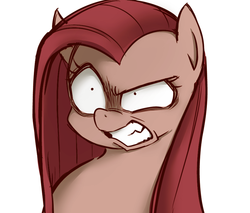 Size: 720x614 | Tagged: safe, artist:うめぐる, pinkie pie, g4, angry, female, glare, pinkamena diane pie, reaction image, solo