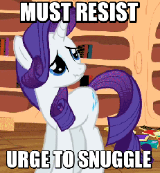Size: 420x454 | Tagged: safe, edit, edited screencap, screencap, rarity, pony, g4, secret of my excess, animated, female, frown, image macro, imma snuggle you, looking at you, meme, sad, scrunchy face, shifty eyes, solo