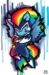 Size: 719x1112 | Tagged: safe, artist:jakeromano, rainbow dash, zapp, g4, power ponies (episode), female, power ponies, solo