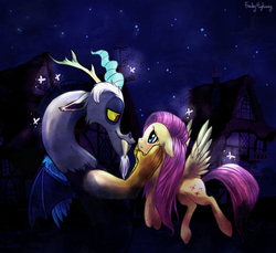 Size: 964x884 | Tagged: safe, artist:frenky-chan, discord, fluttershy, g4, female, male, ship:discoshy, shipping, straight