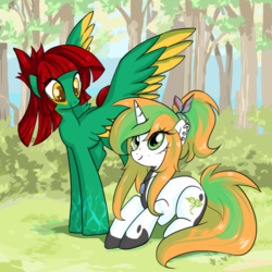 Size: 894x894 | Tagged: safe, artist:bigbuxart, oc, oc only, oc:exo, oc:slipstream, pegasus, pony, unicorn