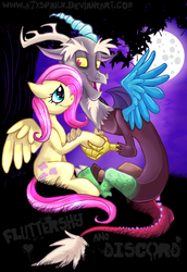 Size: 1184x1724 | Tagged: safe, artist:a7xsparx, discord, fluttershy, g4, female, male, ship:discoshy, shipping, straight