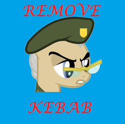 Size: 808x797 | Tagged: safe, artist:smashinator, mayor mare, g4, female, frown, glare, glasses, gritted teeth, hat, mouthpiece, remove kebab, solo