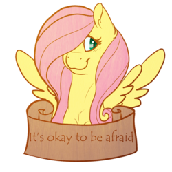 Size: 1000x1000 | Tagged: safe, artist:ponies-against-bronies, fluttershy, g4, female, mouthpiece, old banner, positive ponies, solo