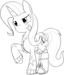 Size: 542x642 | Tagged: safe, artist:mcsadat, trixie, pony, unicorn, g4, clothes, equestria girls outfit, female, mare, monochrome, solo