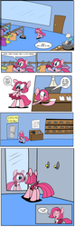 Size: 1312x3968 | Tagged: safe, artist:joeywaggoner, pinkie pie, the clone that got away, g4, too many pinkie pies, clothes, comic, diane, pinkie clone