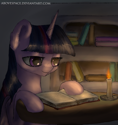 Size: 1160x1230 | Tagged: safe, artist:abovespace, twilight sparkle, pony, g4, book, candle, female, solo