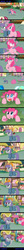 Size: 600x6189 | Tagged: safe, artist:ladyanidraws, doctor whooves, maud pie, pinkie pie, roseluck, time turner, g4, anvil, chainsaw, comic, flower pot, globe, logic, pinkie sense, shrug, twilight scepter, twitchy tail