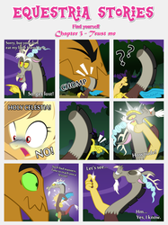 Size: 1800x2409 | Tagged: safe, artist:estories, discord, oc, oc:alice goldenfeather, draconequus, hydra, pegasus, pony, comic:find yourself, g4, comic, headless, multiple heads, snap