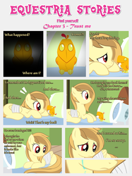 Size: 1800x2409 | Tagged: safe, artist:estories, oc, oc only, oc:alice goldenfeather, oc:comet, pegasus, phoenix, pony, comic:find yourself, g4, bandage, bed, blanket, broken wing, comic, crying, pillow, wings
