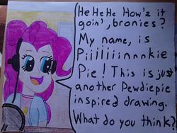 Size: 960x720 | Tagged: safe, artist:justaviewer94, pinkie pie, equestria girls, g4, humanized, pewdiepie, traditional art