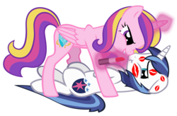 Size: 3254x2140 | Tagged: dead source, safe, artist:mrbrandonmac, princess cadance, shining armor, g4, high res, kiss mark, lipstick, magic, simple background, transparent background, vector, wat, wavy mouth