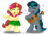 Size: 1024x725 | Tagged: safe, artist:aleximusprime, oc, oc only, oc:blackgryph0n, oc:eilemonty, pony, blackgryph0n, clothes, commission, dancing, duo, eilemonty, eilexgryph, flower in hair, grass skirt, hawaiian flower in hair, hula, lei, music notes, musical instrument, simple background, skirt, transparent background, ukulele