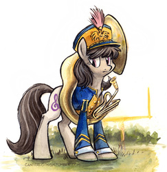 Size: 546x562 | Tagged: safe, artist:kenket, artist:spainfischer, octavia melody, earth pony, pony, g4, canterlot high, canterlot high blog, female, hat, musical instrument, not a tuba, solo, sousaphone