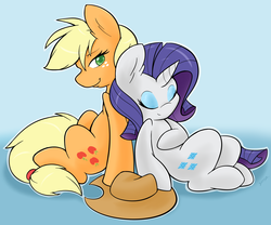 Size: 4064x3376 | Tagged: safe, artist:ambris, applejack, rarity, g4, female, lesbian, ship:rarijack, shipping