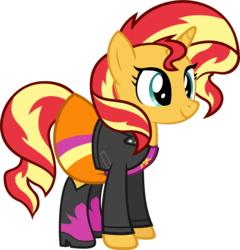 Size: 1261x1314 | Tagged: safe, artist:zacatron94, sunset shimmer, pony, unicorn, equestria girls, g4, clothes, equestria girls outfit, female, simple background, solo, transparent background, vector