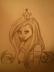 Size: 500x667 | Tagged: safe, artist:humm-ii, princess cadance, human, g4, female, humanized, monochrome, solo, traditional art