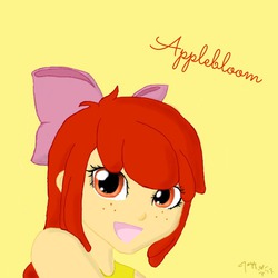 Size: 720x720 | Tagged: safe, artist:tayykitsune, apple bloom, human, g4, adorabloom, cute, female, humanized, solo