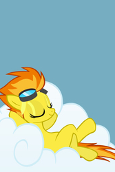 Size: 640x960 | Tagged: safe, artist:doctorpants, spitfire, pegasus, pony, g4, cloud, female, on a cloud, relaxing, show accurate, sleeping, sleeping on a cloud, solo