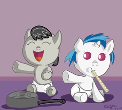 Size: 1000x900 | Tagged: safe, artist:xanderreh, dj pon-3, octavia melody, vinyl scratch, pony, g4, baby, baby pony, filly