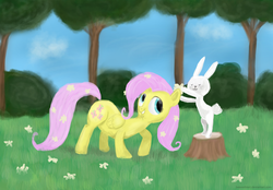 Size: 4364x3040 | Tagged: safe, artist:beaverblast, angel bunny, fluttershy, g4