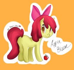 Size: 1596x1512 | Tagged: safe, artist:monii--chan, apple bloom, g4, apple, female, solo