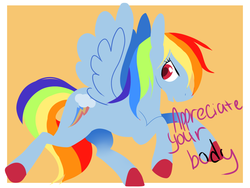 Size: 1024x768 | Tagged: safe, artist:titan-shifting, rainbow dash, g4, female, mouthpiece, positive ponies, solo
