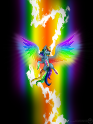 Size: 1200x1600 | Tagged: safe, artist:adalbertus, rainbow dash, g4, colored wings, female, multicolored wings, rainbow power, rainbow wings, solo