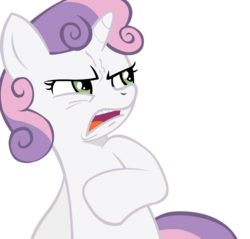 Size: 850x813 | Tagged: safe, sweetie belle, pony, unicorn, g4, ew gay, female, filly, foal, horn, meme, simple background, solo, transparent background, weapon