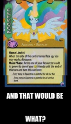 Size: 1494x2596 | Tagged: safe, enterplay, princess celestia, canterlot nights, g4, my little pony collectible card game, ccg, celestia hate, meta, op is trying to start shit, trading card, uselesstia
