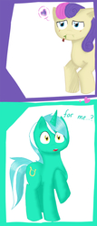 Size: 500x1167 | Tagged: safe, artist:disasterthehedgehog, bon bon, lyra heartstrings, sweetie drops, g4, female, flower, lesbian, rose, ship:lyrabon, shipping