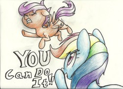 Size: 2339x1700 | Tagged: safe, artist:mon311, rainbow dash, scootaloo, g4, traditional art
