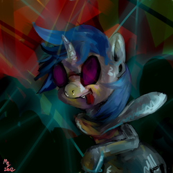 Size: 800x800 | Tagged: safe, artist:doctorpepperphd, dj pon-3, vinyl scratch, pony, unicorn, g4, dancing, female, solo, tongue out