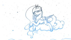 Size: 1280x720 | Tagged: safe, artist:midnightsix3, princess luna, lunadoodle, g4, cloud, female, night, solo