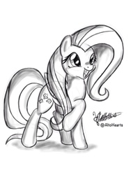 Size: 768x1024 | Tagged: safe, artist:altohearts, fluttershy, g4, female, monochrome, solo