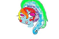 Size: 770x508 | Tagged: safe, artist:rainbow crash976, rainbow dash, human, g4, colored, female, humanized, pony coloring, ponytail, portrait, simple background, solo