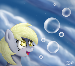 Size: 1700x1500 | Tagged: safe, artist:zortail, derpy hooves, pegasus, pony, g4, bubble, female, mare, solo