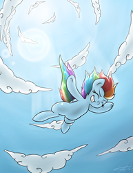 Size: 1450x1880 | Tagged: safe, artist:zortail, rainbow dash, g4, falling, female, solo